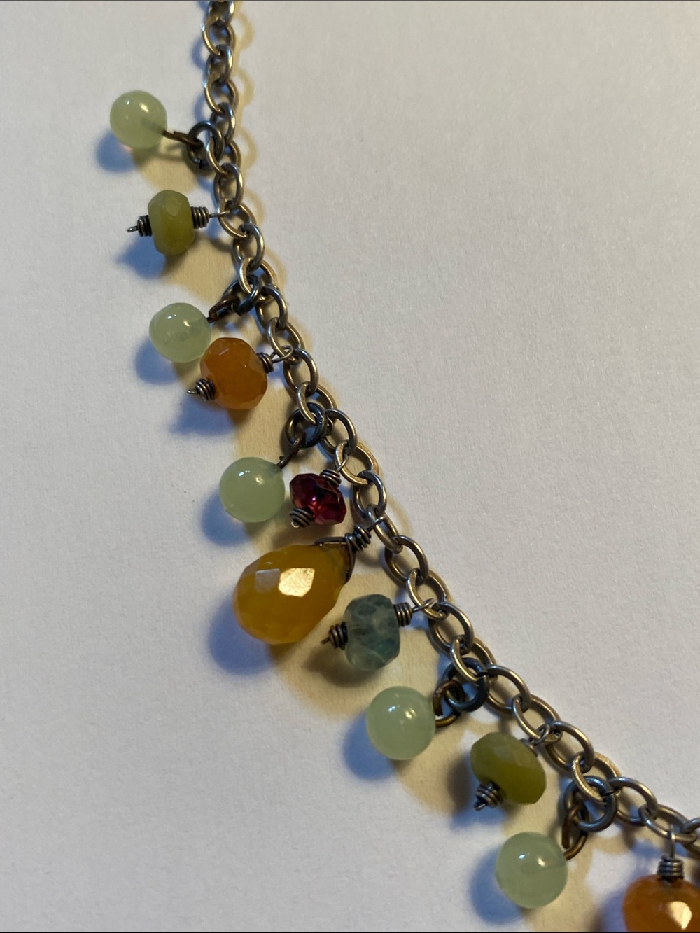 Handmade Sterling Silver and Semi Precious Stones Necklace 16” - Picture 5 of 5